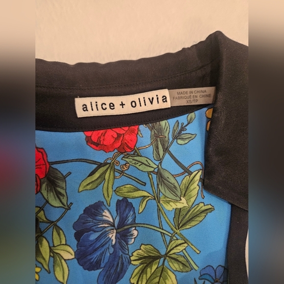 Alice + Olivia Conner Floral-Print Handkerchief Shirtdress Size XS - Picture 13 of 14